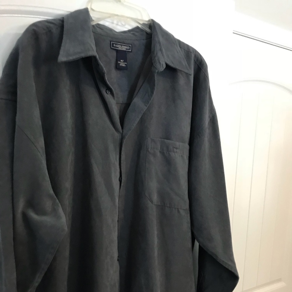 Bluish Grey Sued button up shirt - Picture 2 of 2